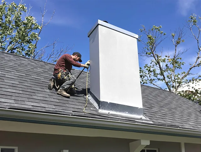 Gahanna Chimney Sweep team member finishing chimney construction in Gahanna, OH
