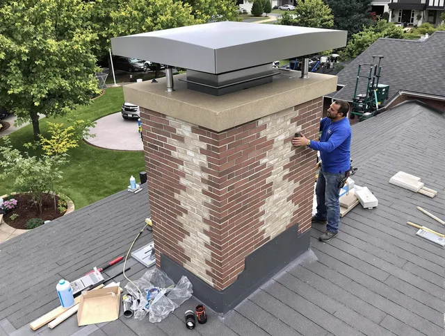 Gahanna Chimney Sweep team working on a custom chimney remodel in Gahanna, OH