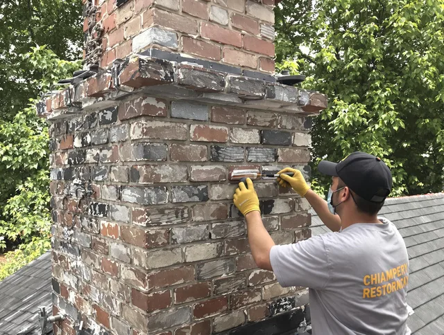 In-progress chimney restoration by Gahanna Chimney Sweep in Gahanna, OH