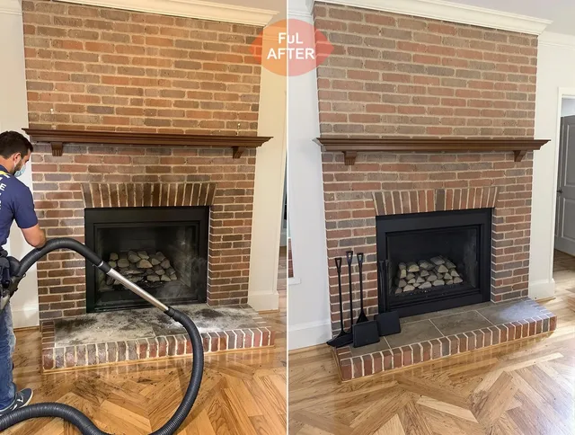 Gahanna Chimney Sweep carefully sanitizing a fireplace in Gahanna, OH