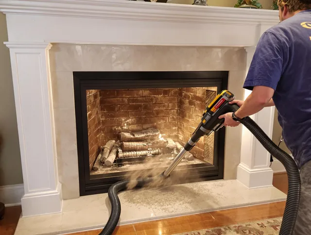 Fireplace cleaning performed by Gahanna Chimney Sweep in Gahanna, OH